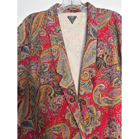 Vintage 80’s Baby O Paris Red Paisley Tapestry Blazer Coat Boho Chic medium - Picture 10 of 13